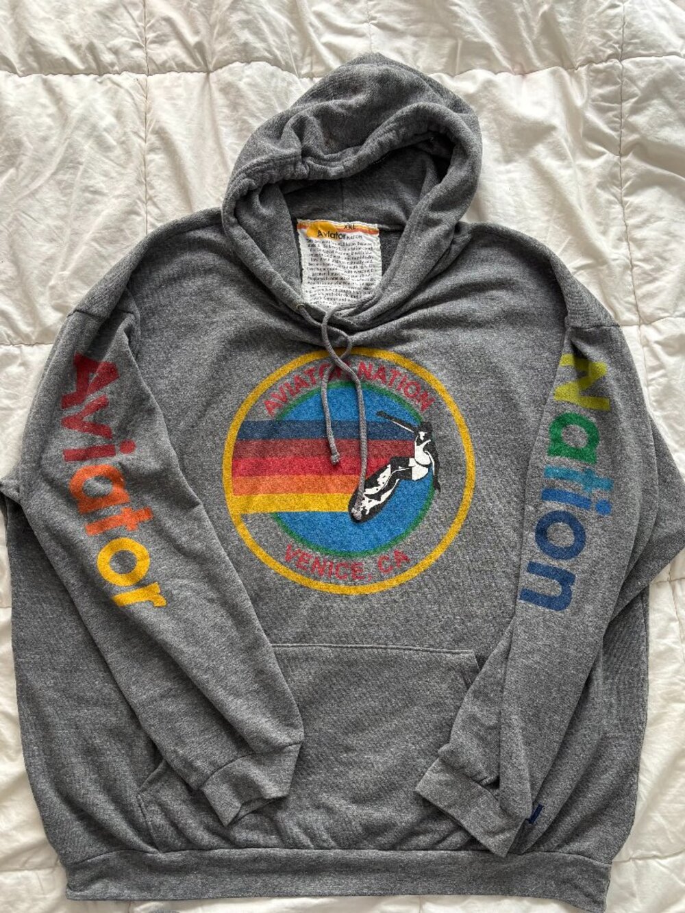 AVIATOR NATION RELAXED VENICE XXL PULLOVER HOODIE - HEATHER GREY